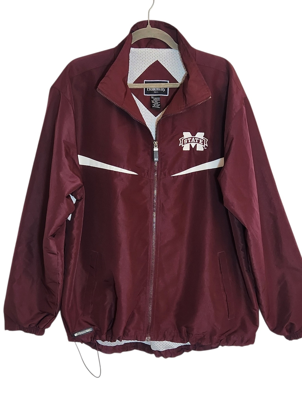 Holloway Mississippi State Burgundy Zip Up Windbreaker Jacket Size Large